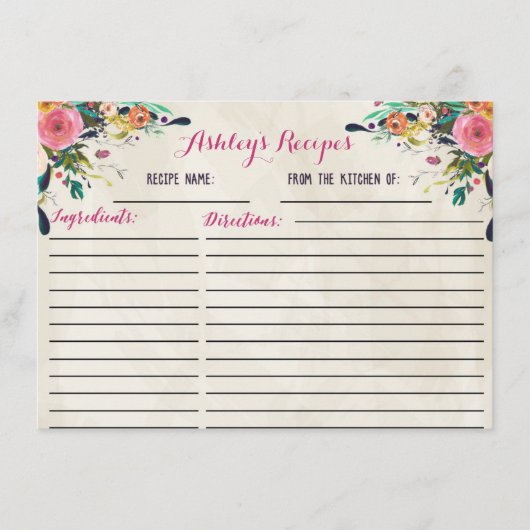 美しいフローラレシピカード (正面)