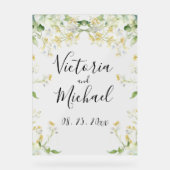 美しいフローラワイルドフラワーニュートラル結婚カラー アクリルサイン (正面)