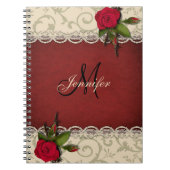 美しいフローラヴィンテージデザイン – モノグラム ノートブック (正面)