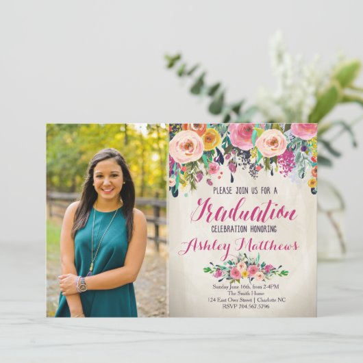 美しいフローラ卒業招待状 招待状 (スタンド正面)