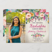 美しいフローラ卒業招待状 招待状 (正面/裏面)