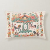 美しいフローラ回転木馬ホースカスタムモノグラム アクセントクッション (正面)