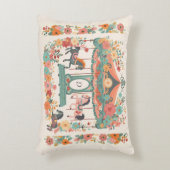 美しいフローラ回転木馬ホースカスタムモノグラム アクセントクッション (正面(垂直))