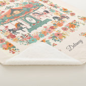 美しいフローラ回転木馬ホースカスタムモノグラム シェルパブランケット (3/4)