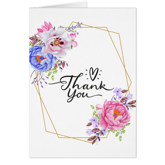 美しいフローラ幾何学的サンキューカード (正面)
