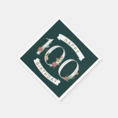 美しいフローラ数字100誕生日ナプキンス スタンダードカクテルナプキン (角)