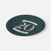 美しいフローラ数字20誕生日 ペーパープレート (アングル)