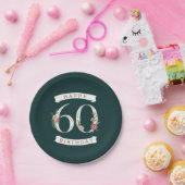 美しいフローラ数字60誕生日 ペーパープレート (パーティー)