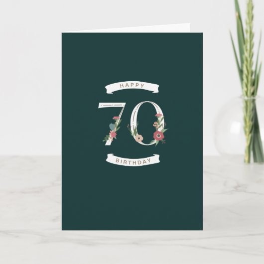 美しいフローラ数字70誕生日カード カード (正面)