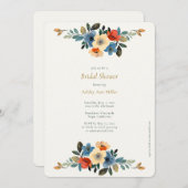 美しいフローラ水彩ブライダルシャワー 招待状 (正面/裏面)