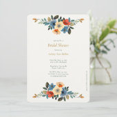 美しいフローラ水彩ブライダルシャワー 招待状 (スタンド正面)