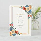 美しいフローラ水彩ブライダルシャワー 招待状 (スタンド正面)