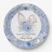 美しいフローラ水色イースター ペーパープレート (正面)