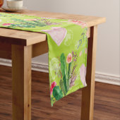 美しいフローラ水色サボテン ショートテーブルランナー (インサイチュ)