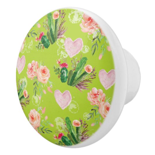 美しいフローラ水色サボテン セラミックノブ (右)