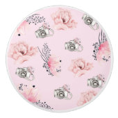 美しいフローラ水色バラ セラミックノブ (正面)