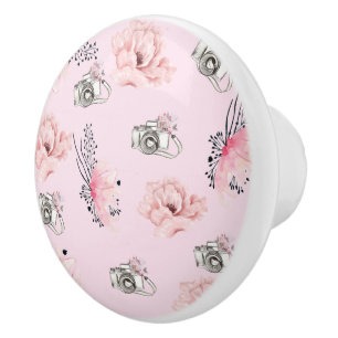 美しいフローラ水色バラ セラミックノブ