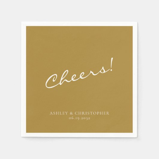 美しいフローラ水色金ゴールド結婚ズ スタンダードカクテルナプキン (正面)