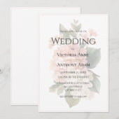 美しいフローラ牡丹エレガントな結婚式 招待状 (正面/裏面)