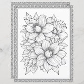 美しいフローラ着色ページスクラップブック紙 (正面/裏面)