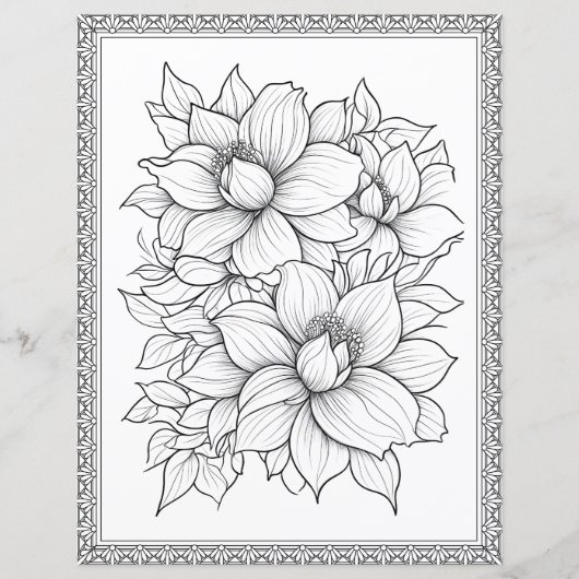 美しいフローラ着色ページスクラップブック紙 (正面)