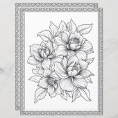 美しいフローラ着色ページスクラップブック紙 (正面/裏面)