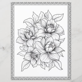 美しいフローラ着色ページスクラップブック紙