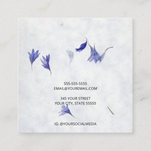 美しいフローラ紙イヤリングディスプレイカード スクエア名刺 (裏面)