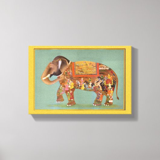 美しいフローラ素晴らしヴィンテージ色彩の鮮やか象 キャンバスプリント (正面)