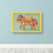 美しいフローラ素晴らしヴィンテージ色彩の鮮やか象 キャンバスプリント (インサイチュ (ウッドフロア))