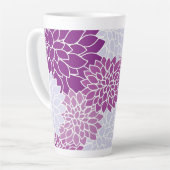 美しいフローラ紫と白のデザイン カフェラテマグ (左アングル)