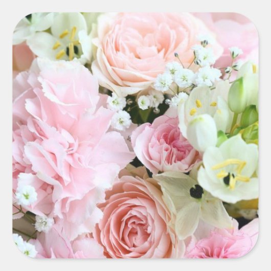 美しいフローラ結婚のステッカーと封筒シール スクエアシール (正面)
