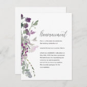 美しいフローラ結婚の取り消し告知 案内ポストカード (正面/裏面)