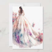 美しいフローラ結婚ズドレスブライダルシャワー 招待状 (裏面)