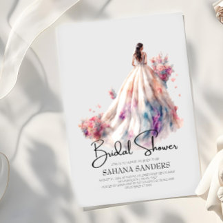 美しいフローラ結婚ズドレスブライダルシャワー 招待状