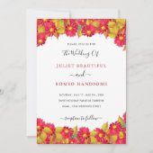 美しいフローラ緑の結婚式招待状 (正面)