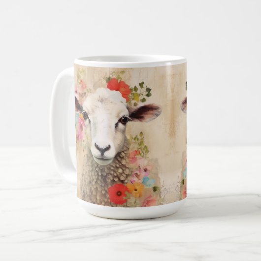 美しいフローラ羊 コーヒーマグカップ (正面左)