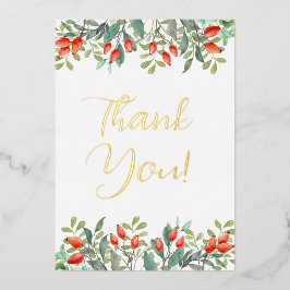 美しいフローラ花ありがとうグリーティングカード 箔招待状