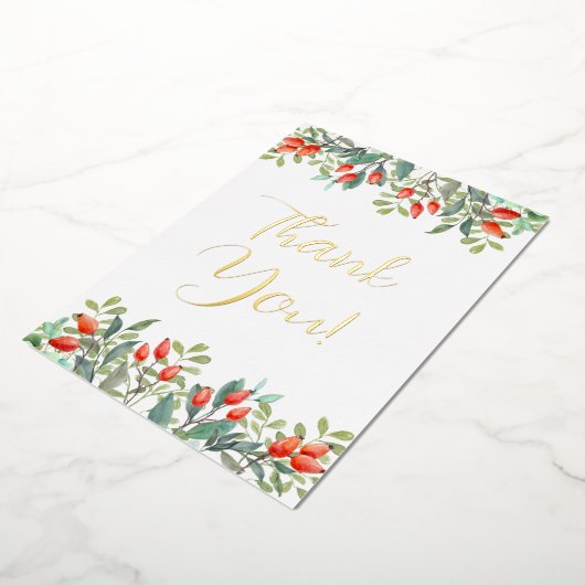 美しいフローラ花ありがとうグリーティングカード 箔招待状 (回転した状態)