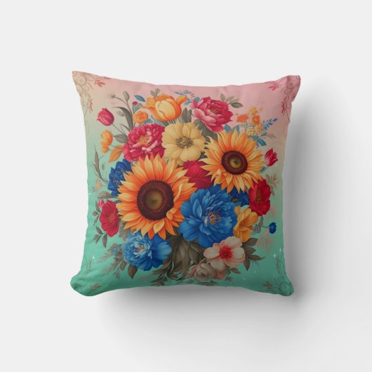 美しいフローラ花 クッション (正面)