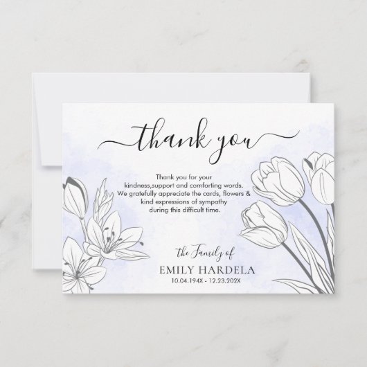 美しいフローラ葬感謝していカード サンキューカード (正面)