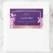 美しいフローラ製品ラベル紫とバラ金ゴールド 長方形シール (バッグ)