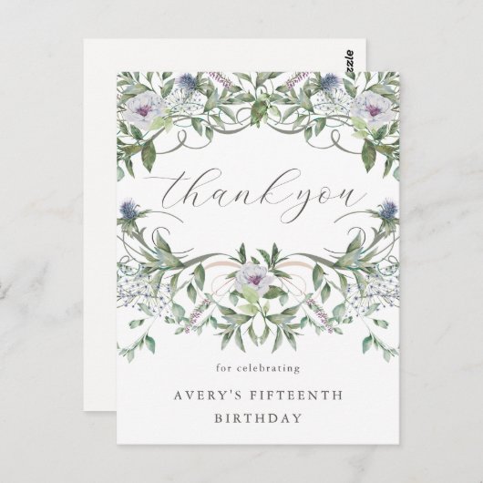 美しいフローラ誕生日ありがとう ポストカード (正面/裏面)