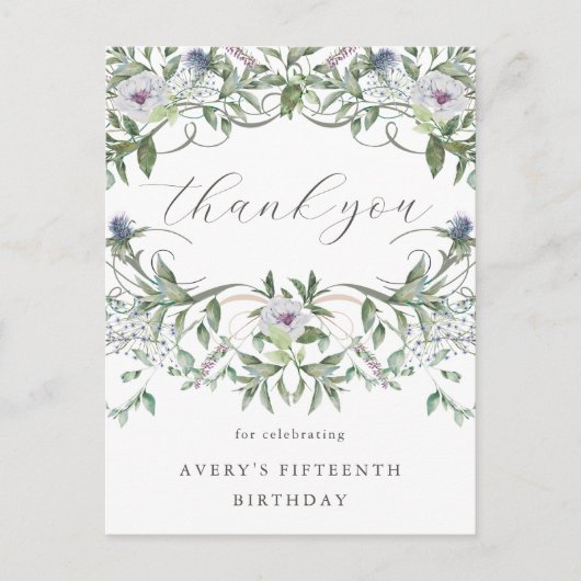 美しいフローラ誕生日ありがとう ポストカード (正面)