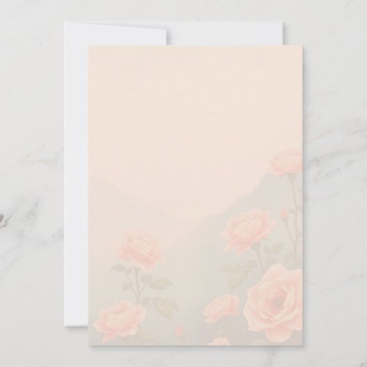 美しいフローラ誕生日カードとピンクの花 招待状 (裏面)