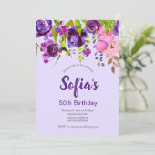 美しいフローラ誕生日パーティー 招待状 (スタンド正面)