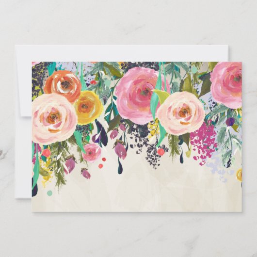 美しいフローラ誕生日招待状 招待状 (裏面)