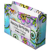 美しいフローラ誕生日 ラージペーパーバッグ (正面アングル)