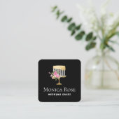 美しいフローラ金ゴールドと黒いカスタムケーキ屋 スクエア名刺 (スタンド正面)