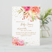 美しいフローラ金ゴールドグリッターベビーガール 招待状 (スタンド正面)